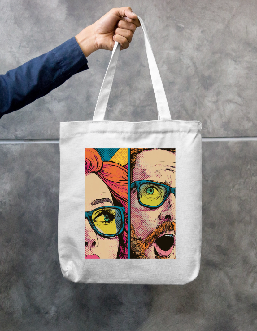 Astonished Face Tote Bag Zipper Tote Bag by @rd_digital_store