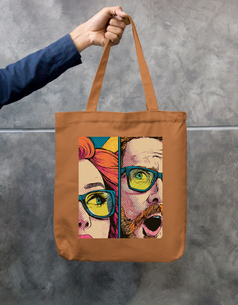 Astonished Face Tote Bag Zipper Tote Bag by @rd_digital_store