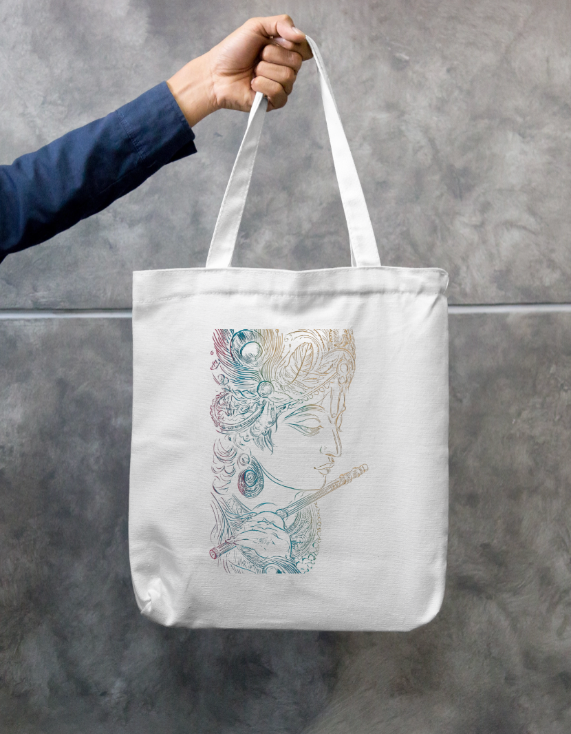 Krishna Art Tote Bag Zipper Tote Bag by @rd_digital_store