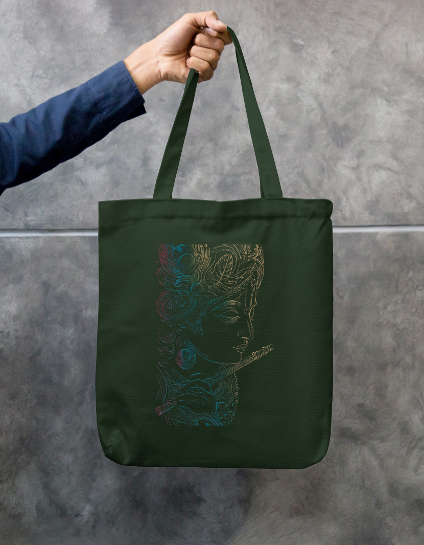 Krishna Art Tote Bag Zipper Tote Bag by @rd_digital_store