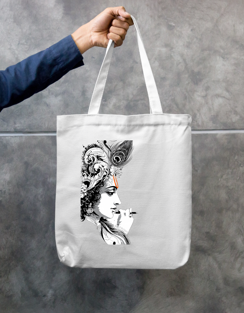 Krishna Art Tote Bag Zipper Tote Bag by @rd_digital_store