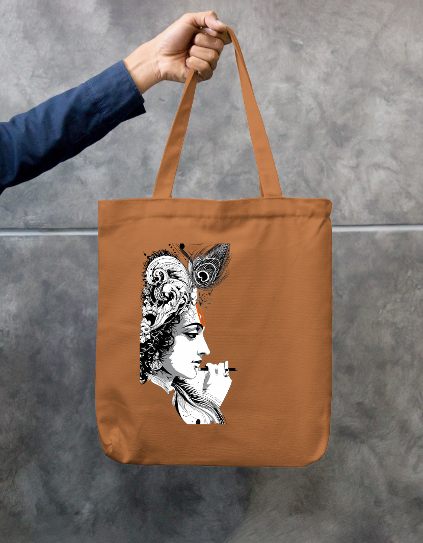Krishna Art Tote Bag Zipper Tote Bag by @rd_digital_store