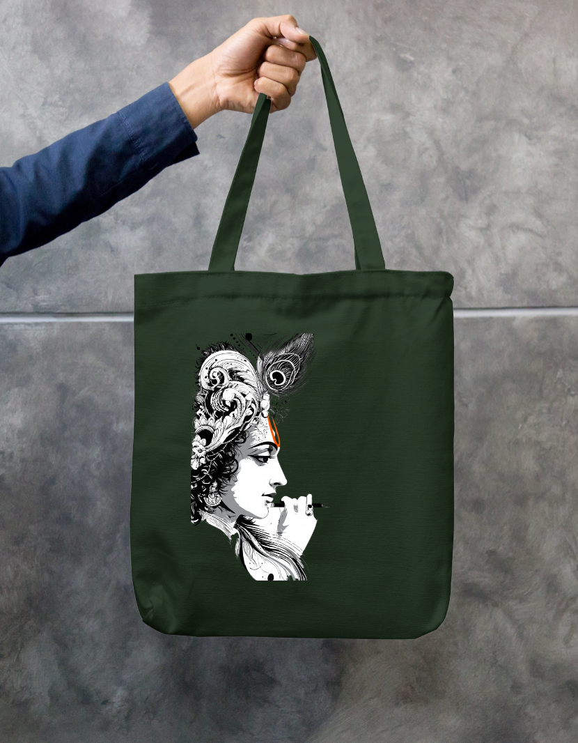 Krishna Art Tote Bag Zipper Tote Bag by @rd_digital_store