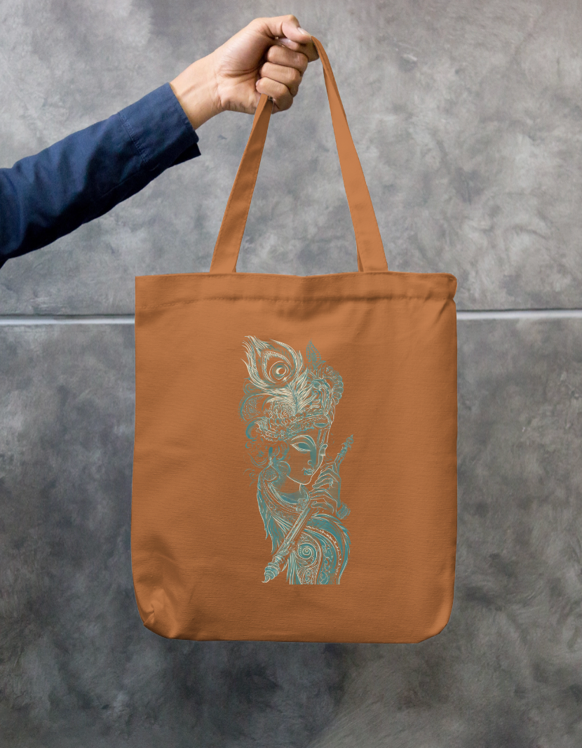 Krishna Art Tote Bag Zipper Tote Bag by @rd_digital_store