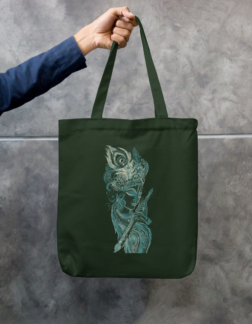 Krishna Art Tote Bag Zipper Tote Bag by @rd_digital_store