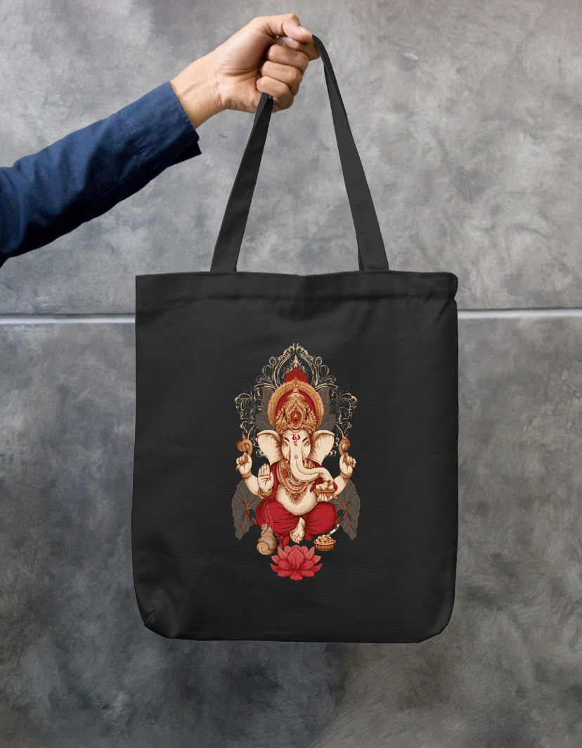 Ganesha Art Tote Bag Zipper Tote Bag by @rd_digital_store