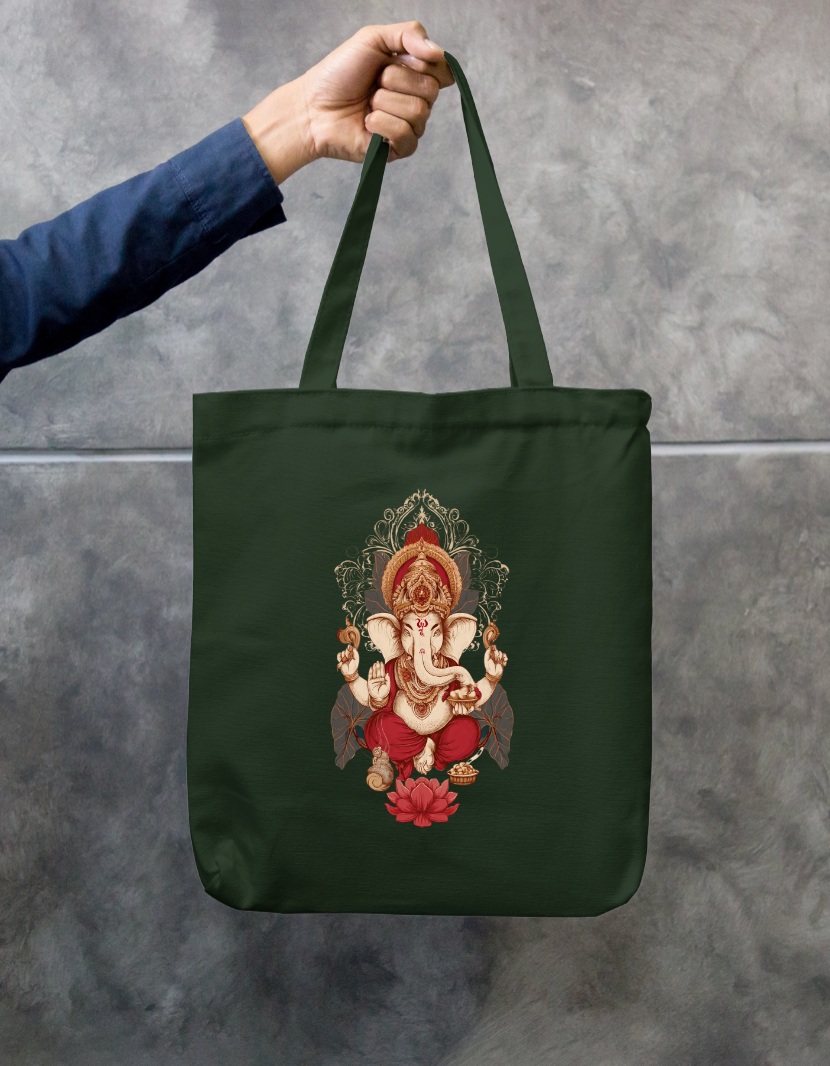 Ganesha Art Tote Bag Zipper Tote Bag by @rd_digital_store