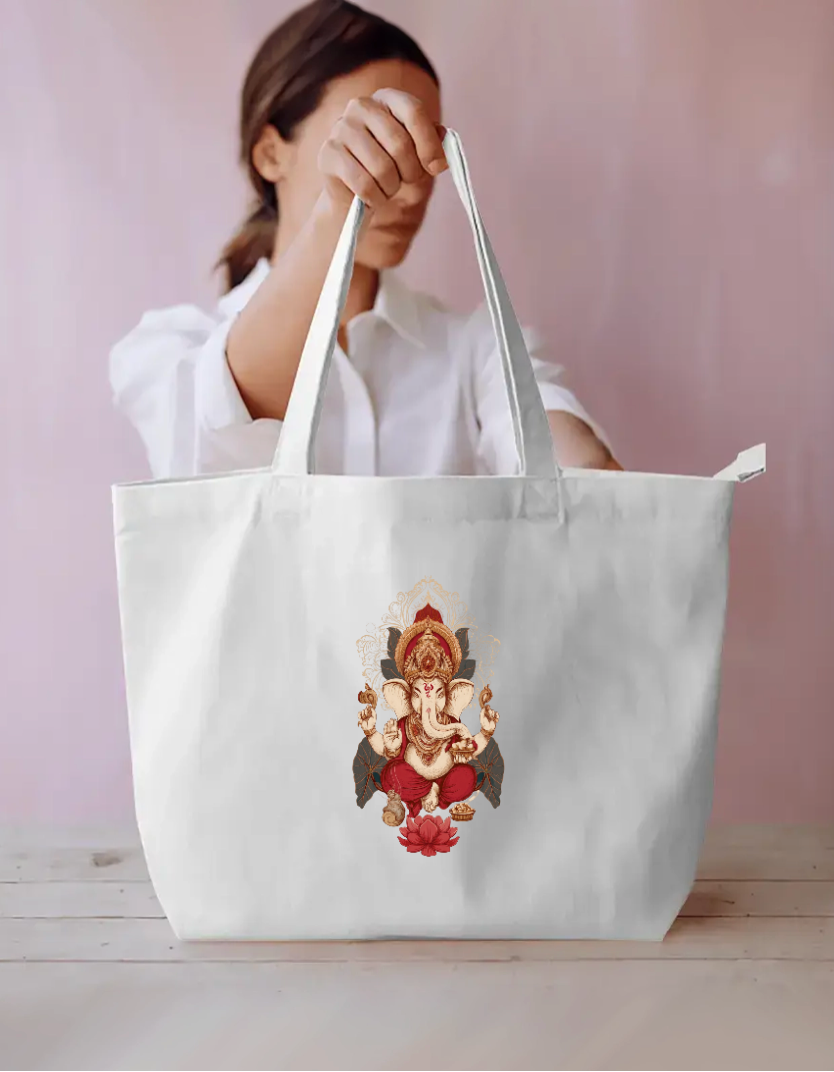 Ganesha Art Tote Bag Everyday Large Tote Bag by @rd_digital_store