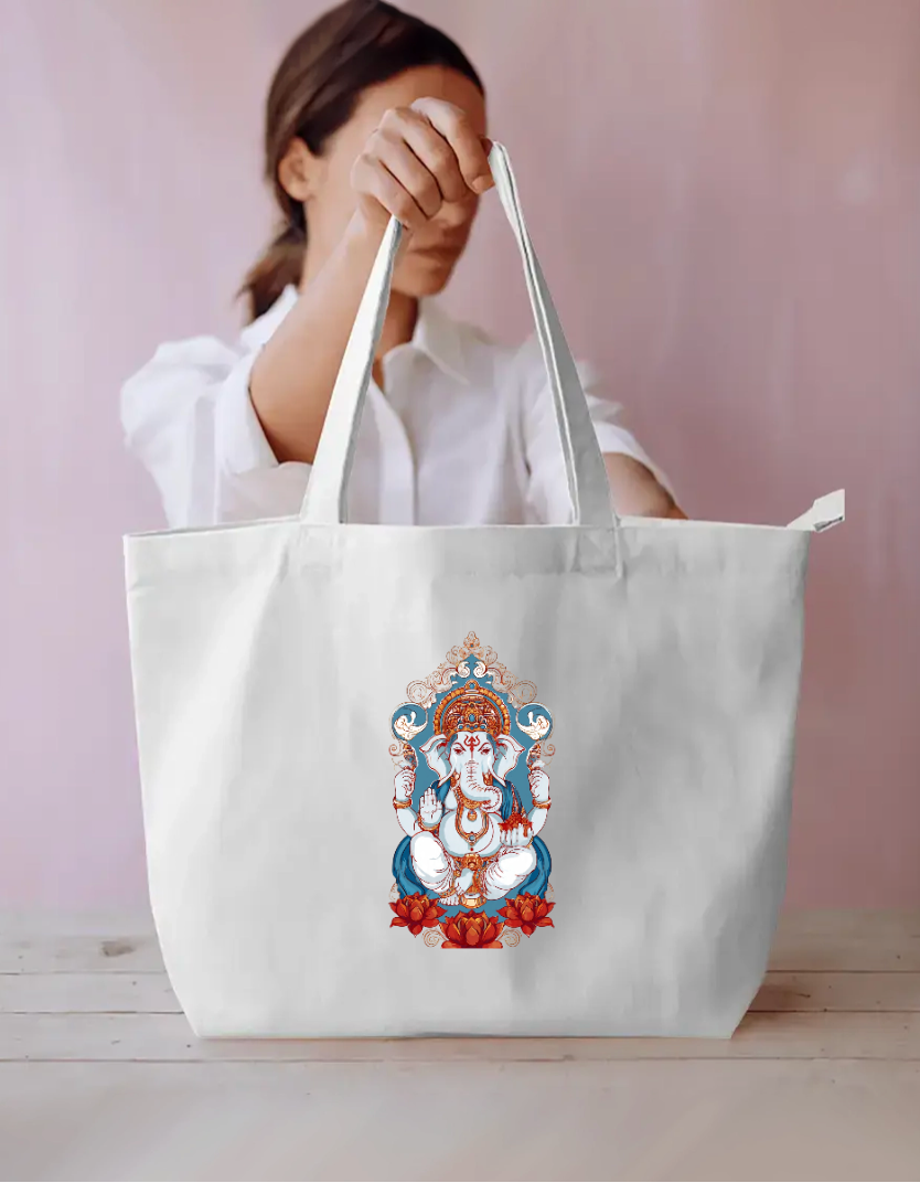 Ganesha Art Tote Bag Everyday Large Tote Bag by @rd_digital_store