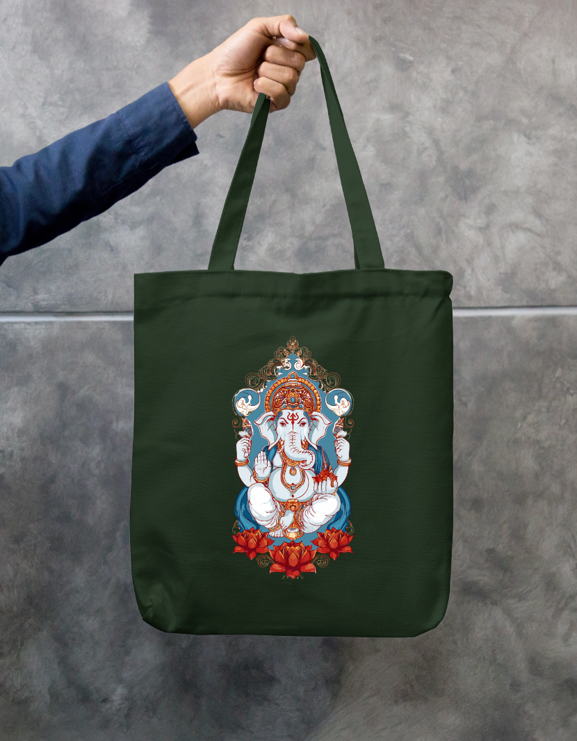 Ganesha Art Tote Bag Zipper Tote Bag by @rd_digital_store