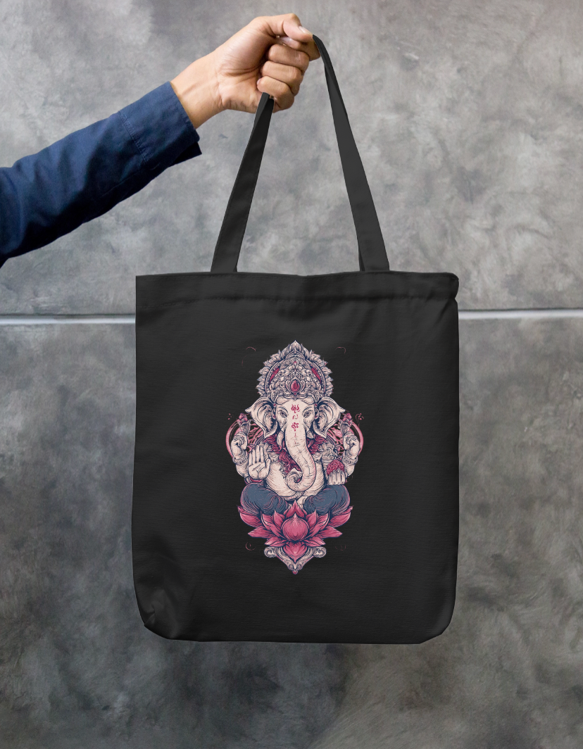 Ganesha Art Tote Bag Zipper Tote Bag by @rd_digital_store