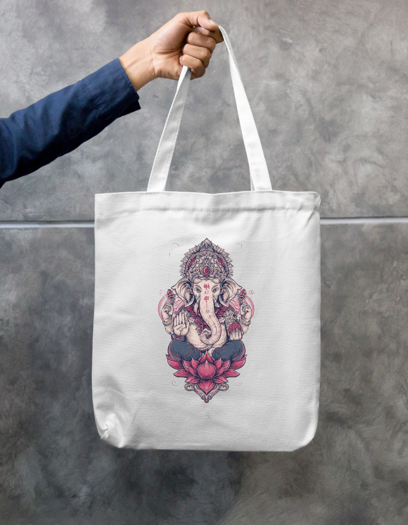 Ganesha Art Tote Bag Zipper Tote Bag by @rd_digital_store