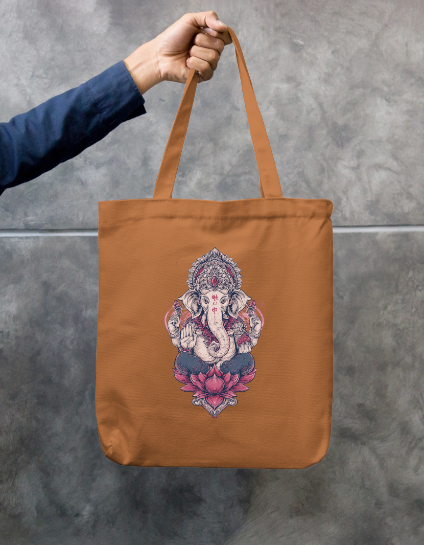 Ganesha Art Tote Bag Zipper Tote Bag by @rd_digital_store