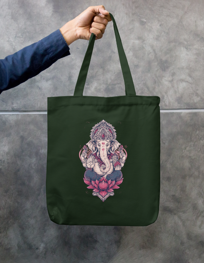 Ganesha Art Tote Bag Zipper Tote Bag by @rd_digital_store