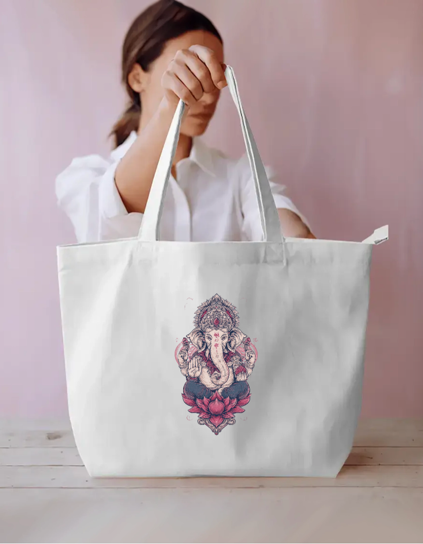 Ganesha Art Tote Bag Everyday Large Tote Bag by @rd_digital_store