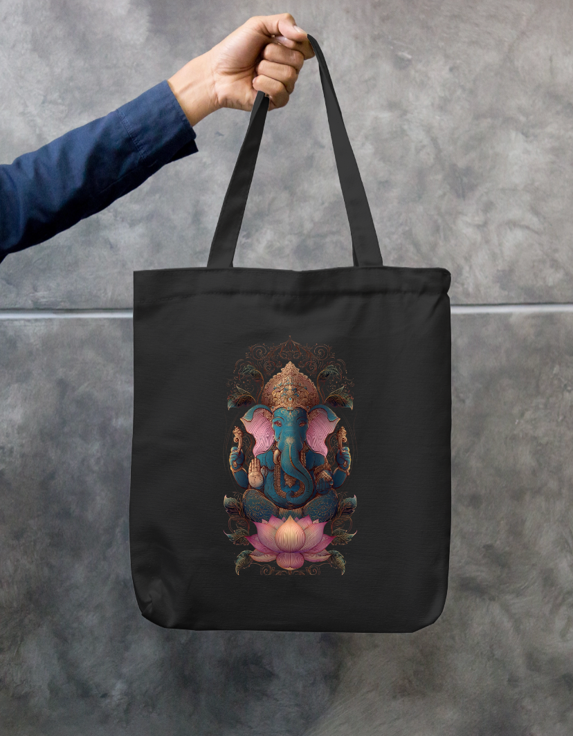 Ganesha Art Tote Bag Zipper Tote Bag by @rd_digital_store