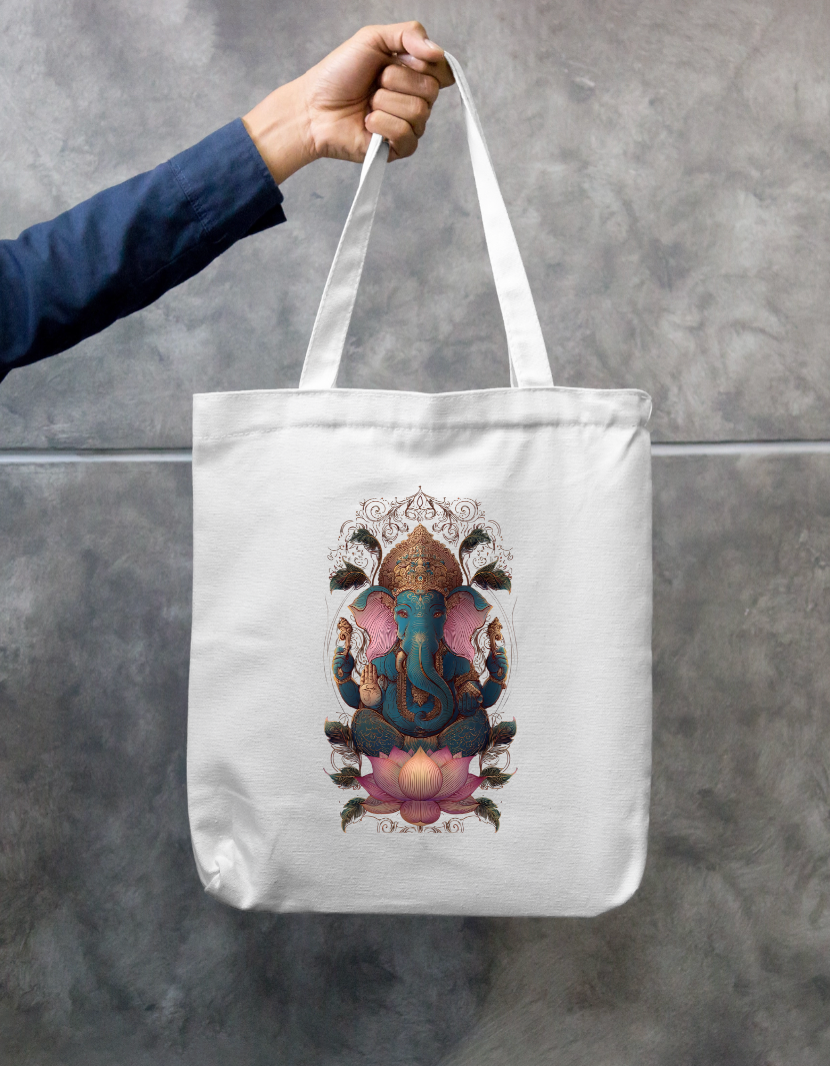 Ganesha Art Tote Bag Zipper Tote Bag by @rd_digital_store