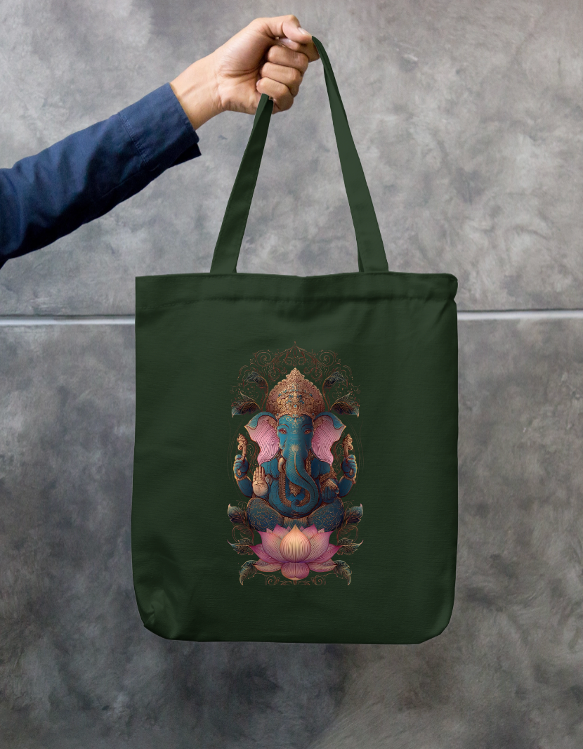 Ganesha Art Tote Bag Zipper Tote Bag by @rd_digital_store