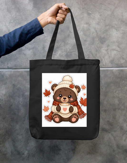 cute teddy bear with coffee mug Zipper Tote Bag by @cute_pixel_016