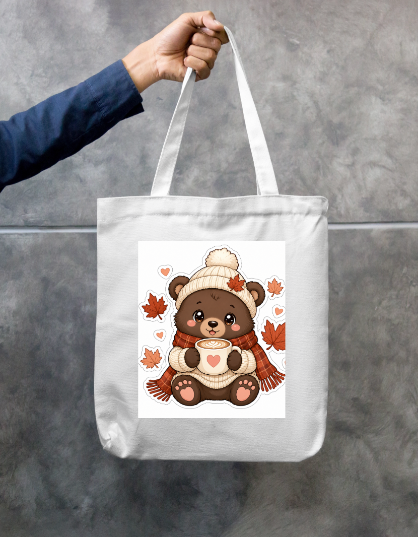 cute teddy bear with coffee mug Zipper Tote Bag by @cute_pixel_016