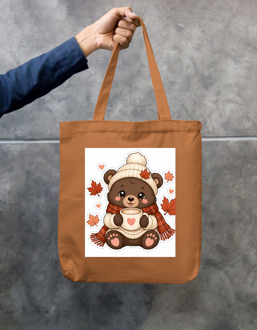 cute teddy bear with coffee mug Zipper Tote Bag by @cute_pixel_016