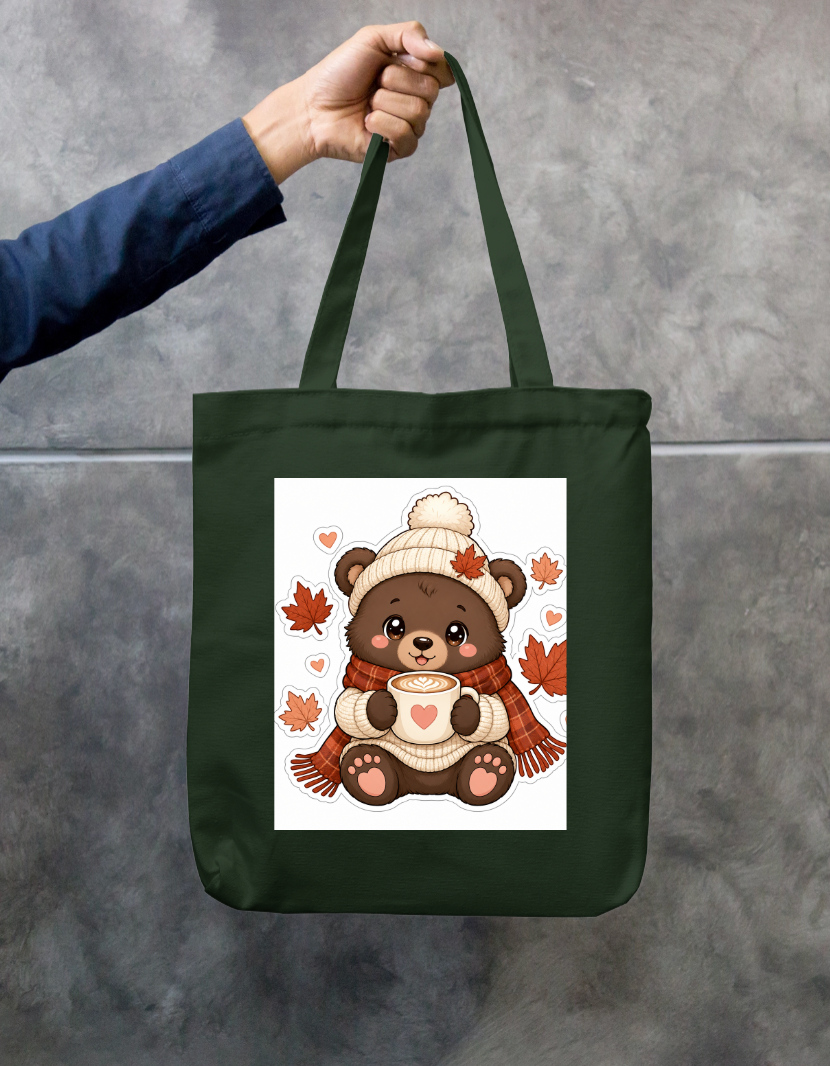 cute teddy bear with coffee mug Zipper Tote Bag by @cute_pixel_016