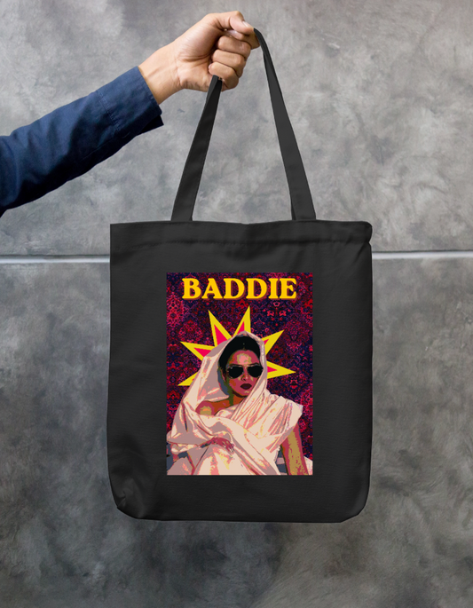 Baddie Retro Pop Art Tote Bag – Bold Vintage Graphic Design Zipper Tote Bag by @_pretty_funky_