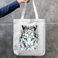 Cat printed zipper Tote bag Zipper Tote Bag by Mithisar Daimary 