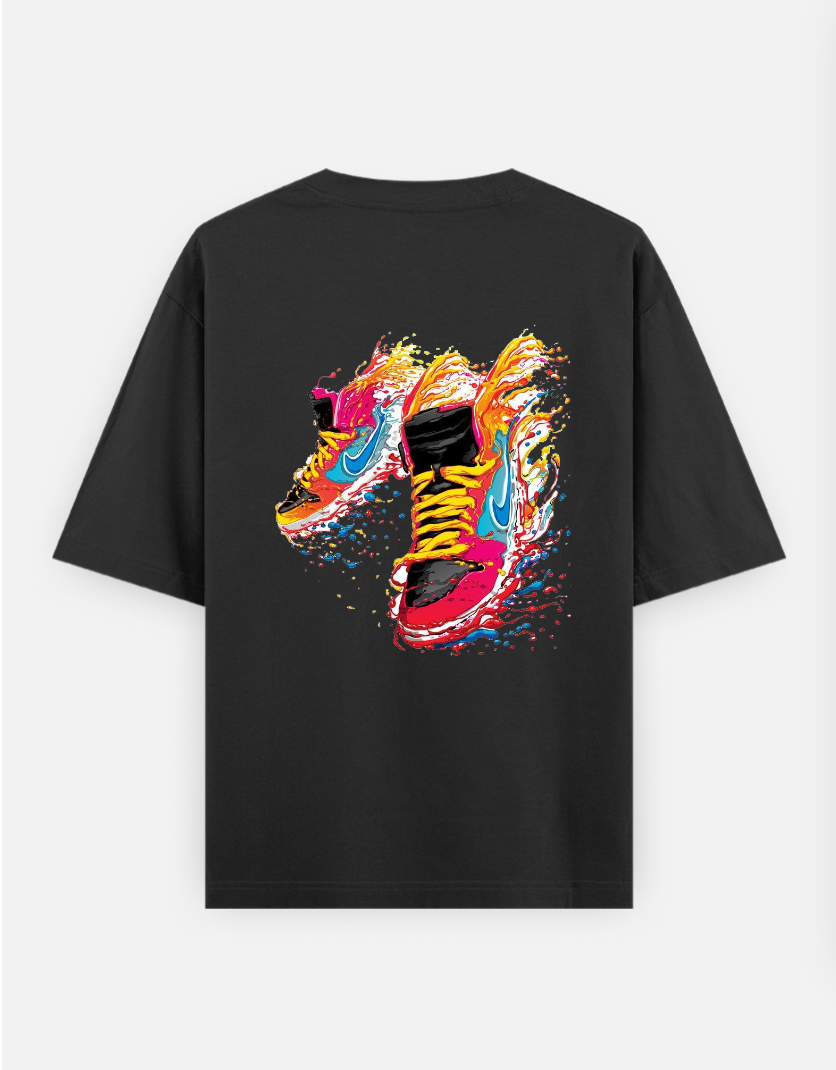 Multicolor Shoes Oversized T-shirt (Back print) by Tripti