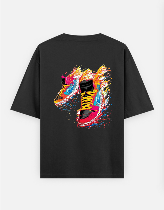 Multicolor Shoes Oversized T-shirt (Back print) by Tripti