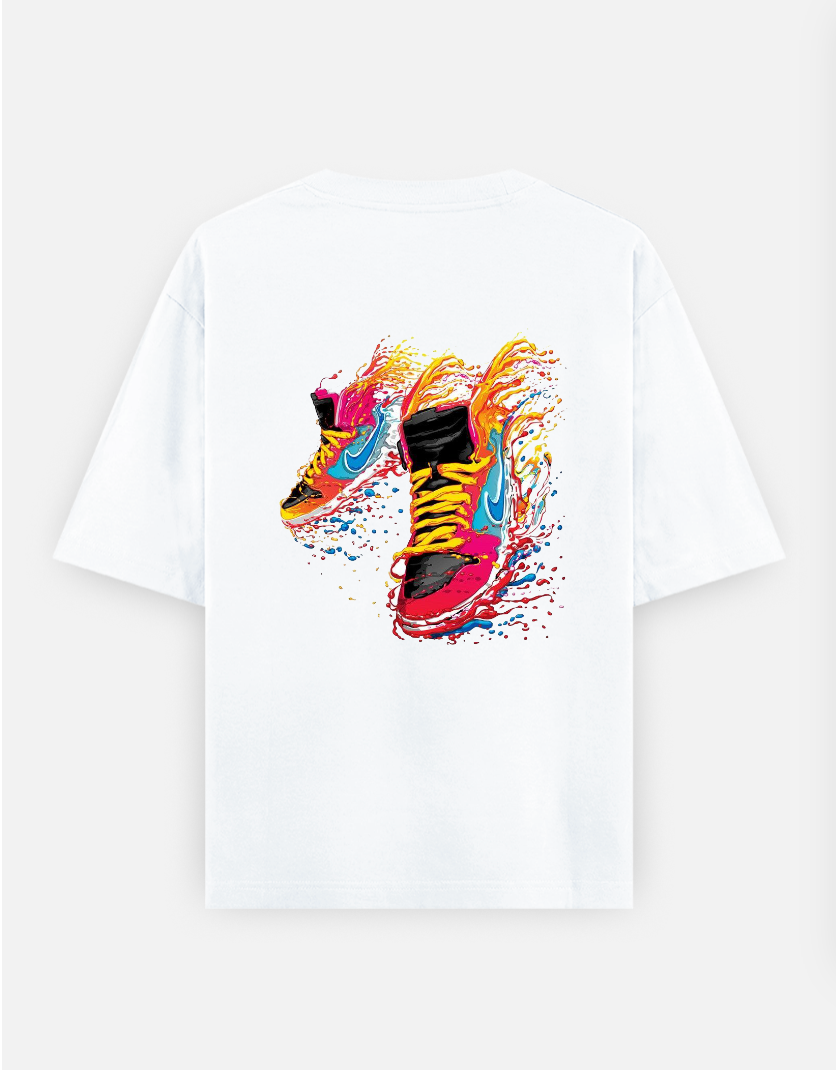 Multicolor Shoes Oversized T-shirt (Back print) by Tripti