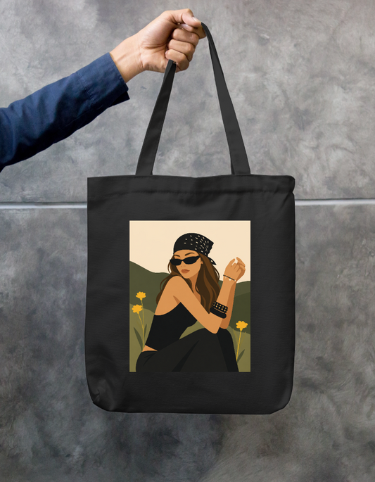 Girl in Black Zipper Tote Bag by Tripti