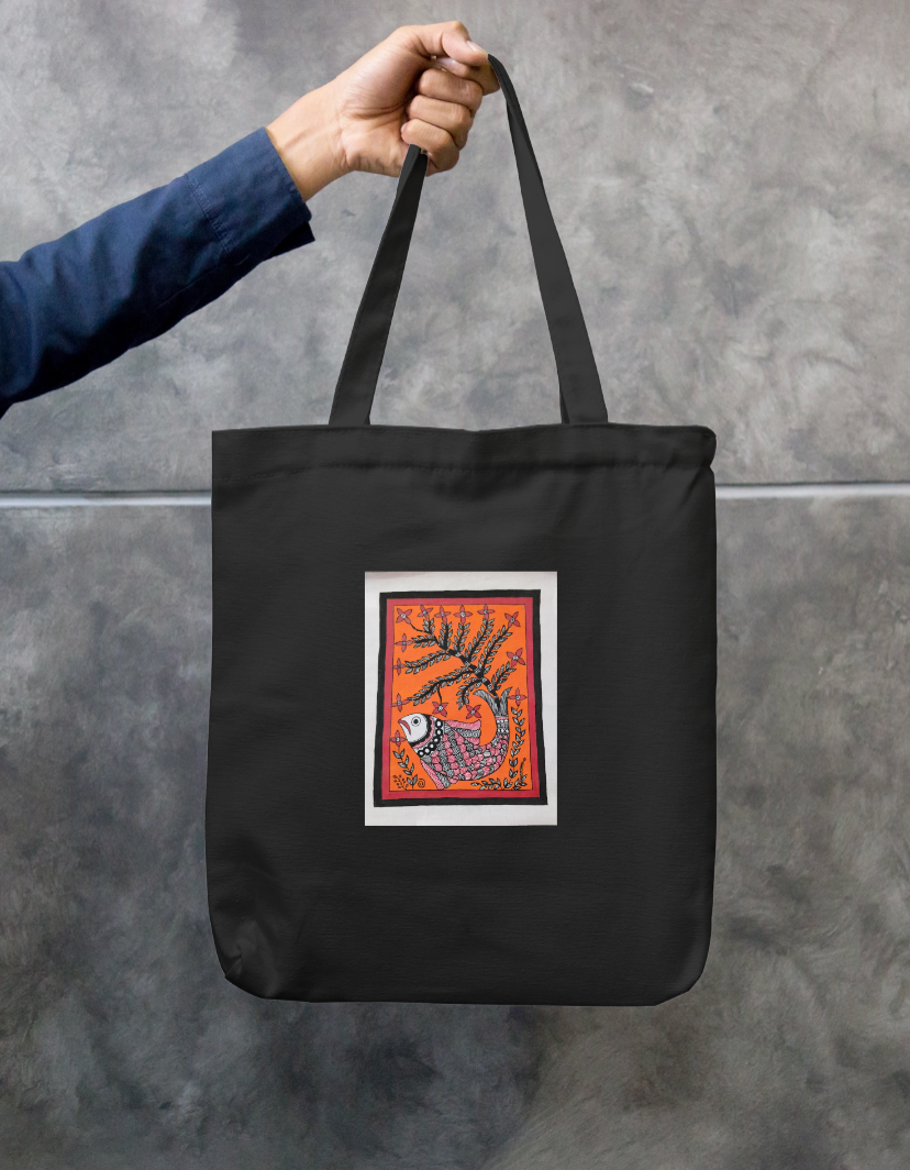 Fish under tree Zipper Tote Bag by Antara Verma