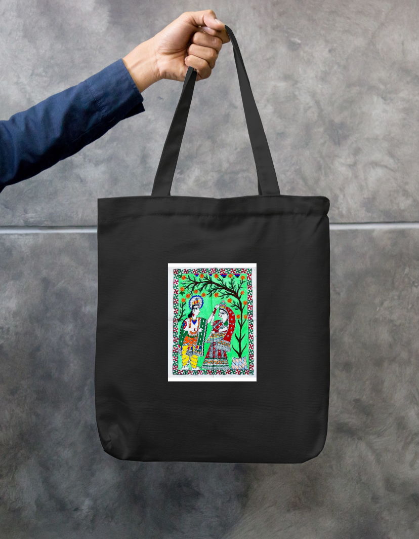 Devotional Radha+krishna Zipper Tote Bag by Antara Verma