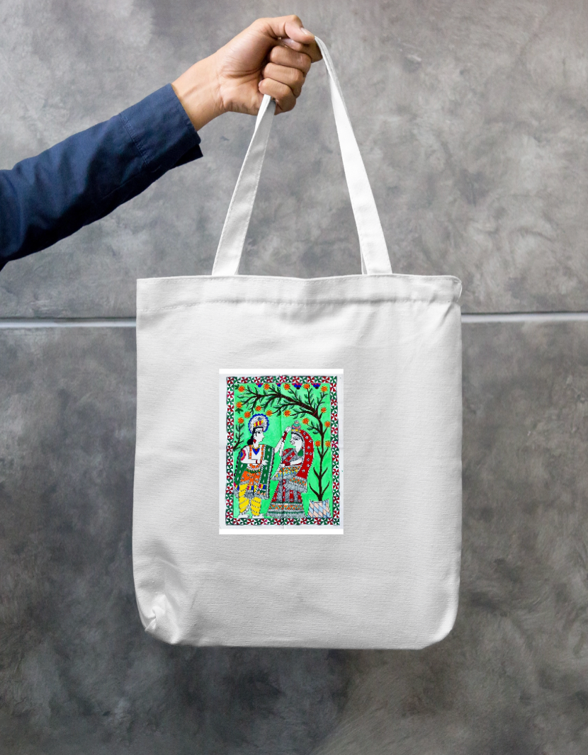 Devotional Radha+krishna Zipper Tote Bag by Antara Verma