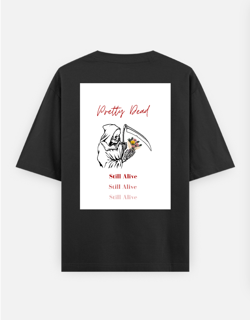 Living life Oversized T-shirt (Back print) by Lisha Priya Sequeira