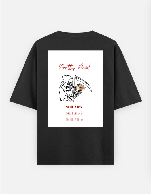 Living life Oversized T-shirt (Back print) by Lisha Priya Sequeira