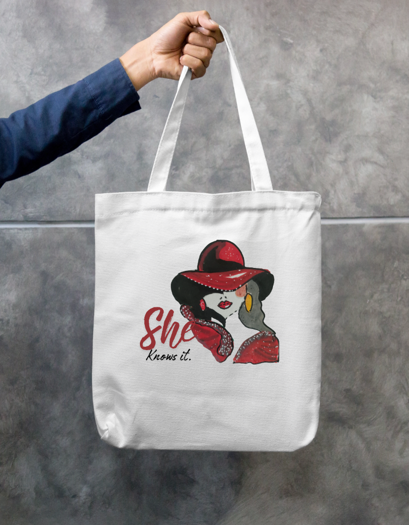 She knows it Zipper Tote Bag by @miralynadoraartworks