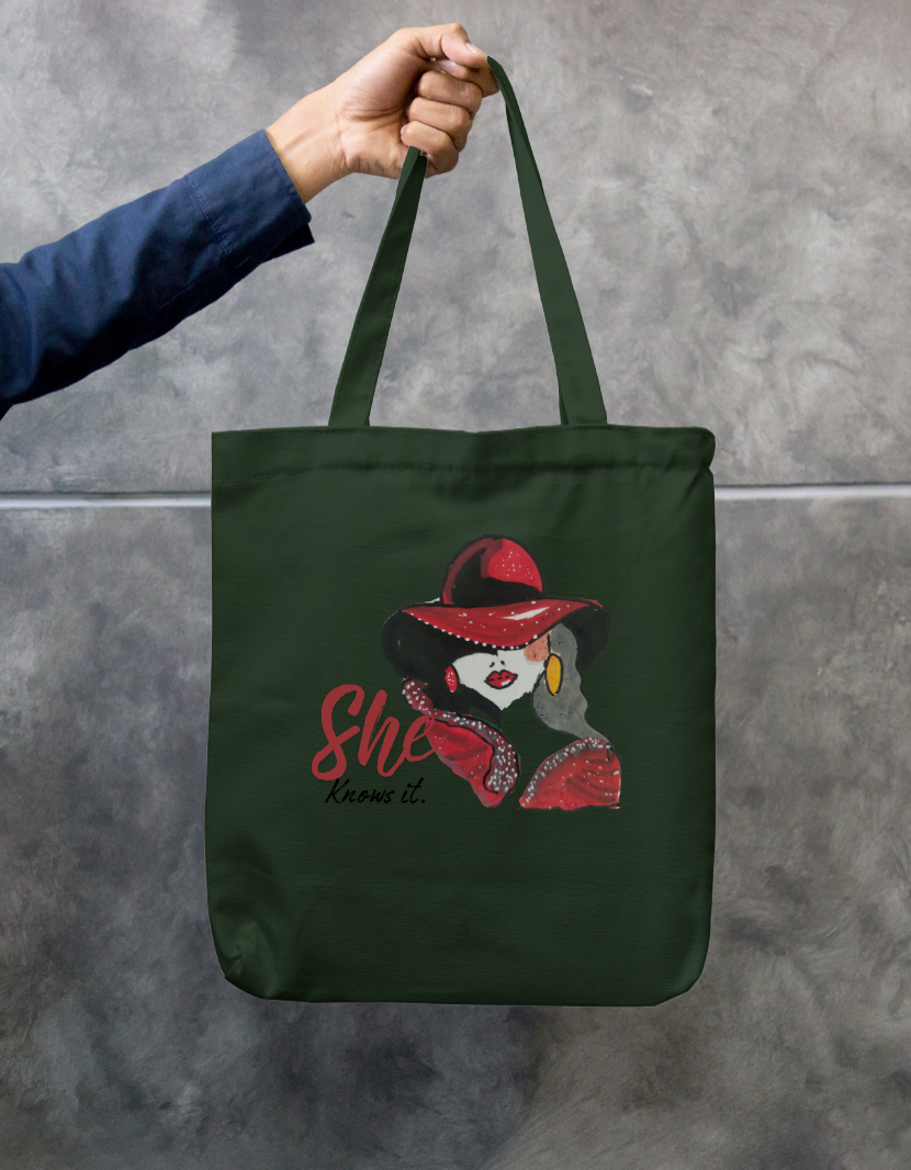 She knows it Zipper Tote Bag by @miralynadoraartworks