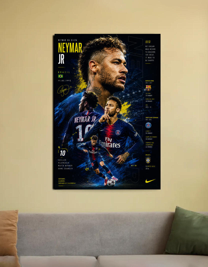 Neymar Jr PSG Wall Poster 20"x30" Canvas Poster by Ananthu