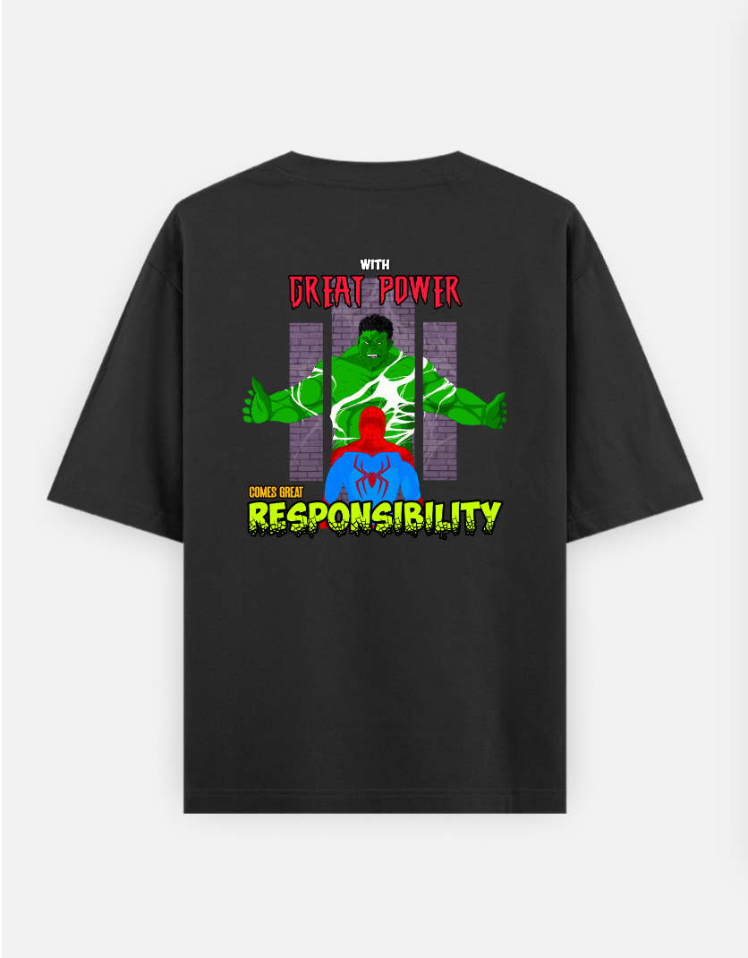 Spider-Man vs Hulk Oversized T-shirt Oversized T-shirt (Back print) by @royrishavmalda