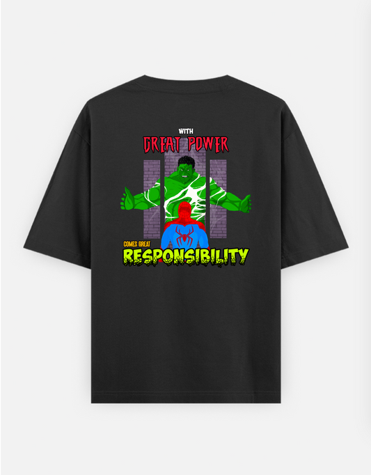 Spider-Man vs Hulk Oversized T-shirt Oversized T-shirt (Back print) by @royrishavmalda