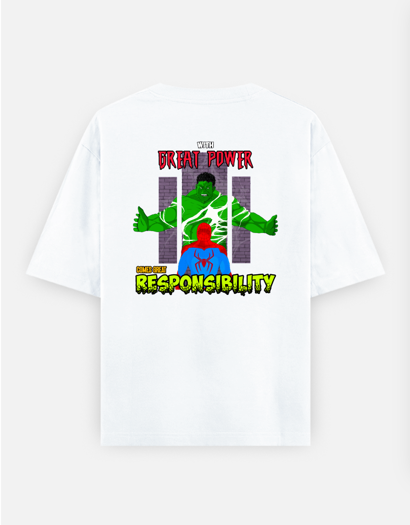 Spider-Man vs Hulk Oversized T-shirt Oversized T-shirt (Back print) by @royrishavmalda