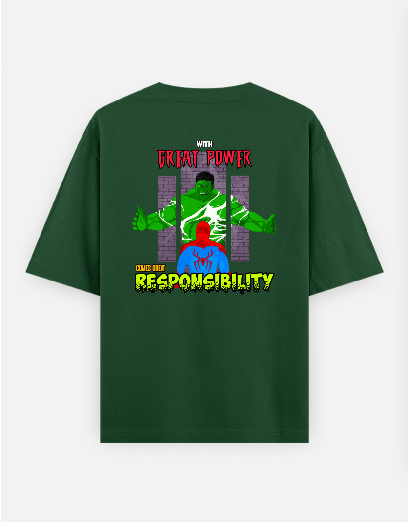 Spider-Man vs Hulk Oversized T-shirt Oversized T-shirt (Back print) by @royrishavmalda