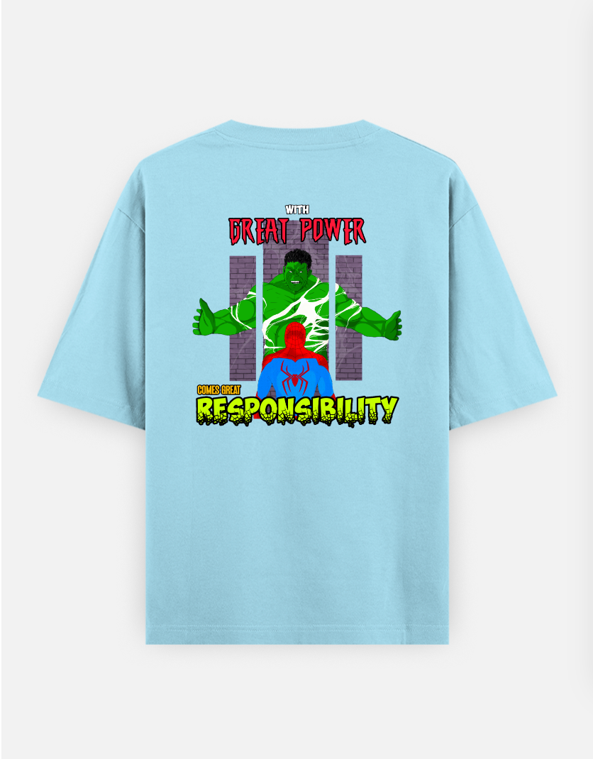 Spider-Man vs Hulk Oversized T-shirt Oversized T-shirt (Back print) by @royrishavmalda