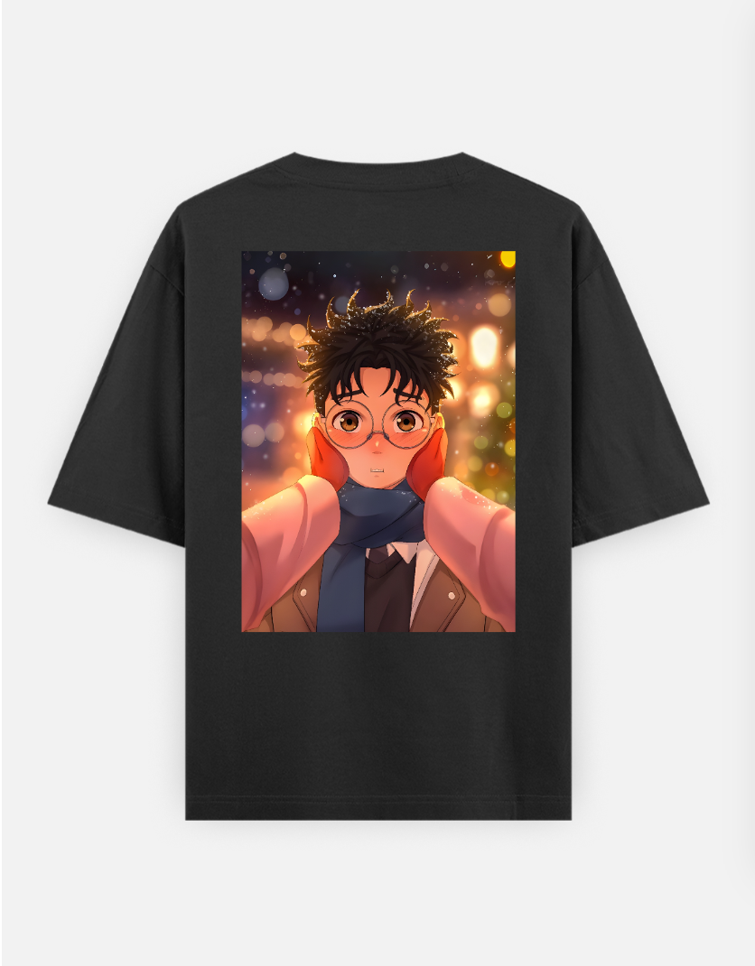 Dandadan Black T-Shirt for Couples Oversized T-shirt (Back print) by @orugame.xxq