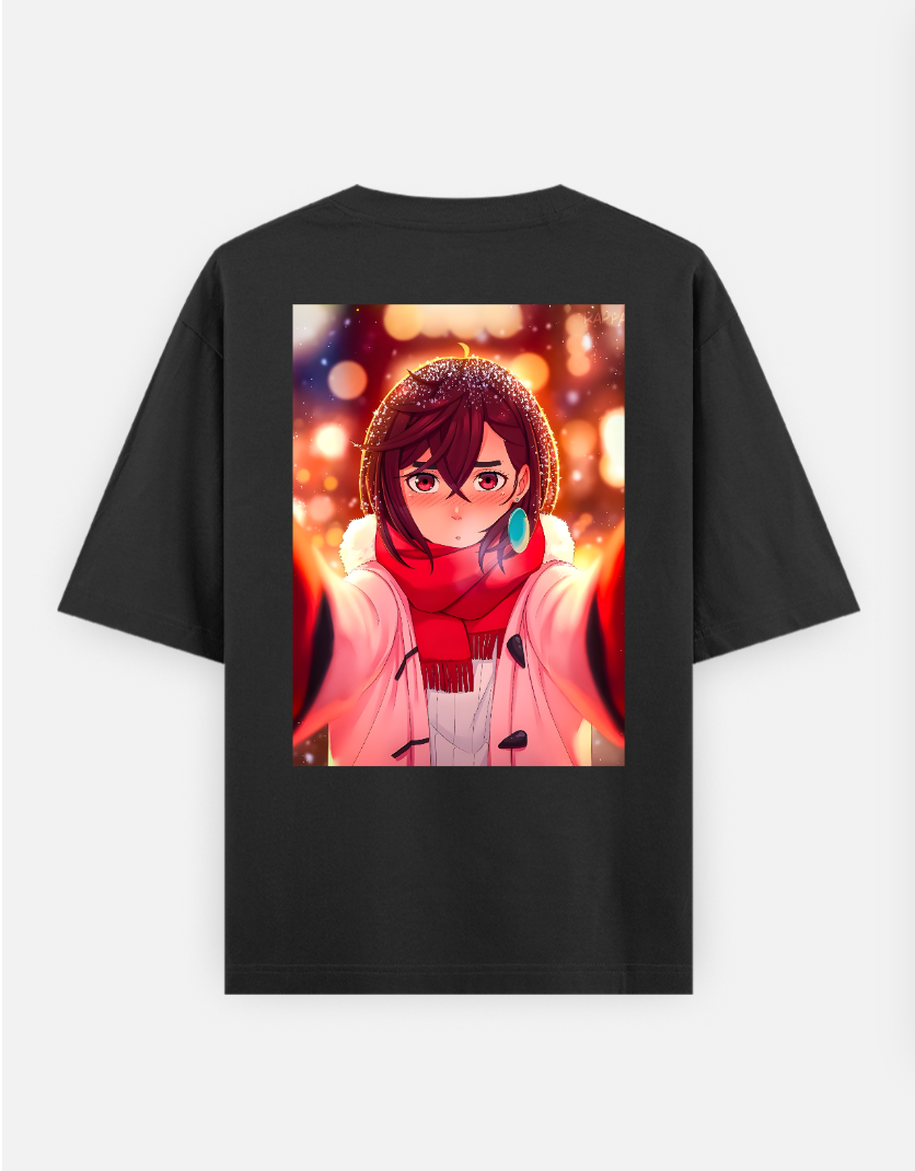 Dandadan Black T-Shirts for Couple Oversized T-shirt (Back print) by @orugame.xxq