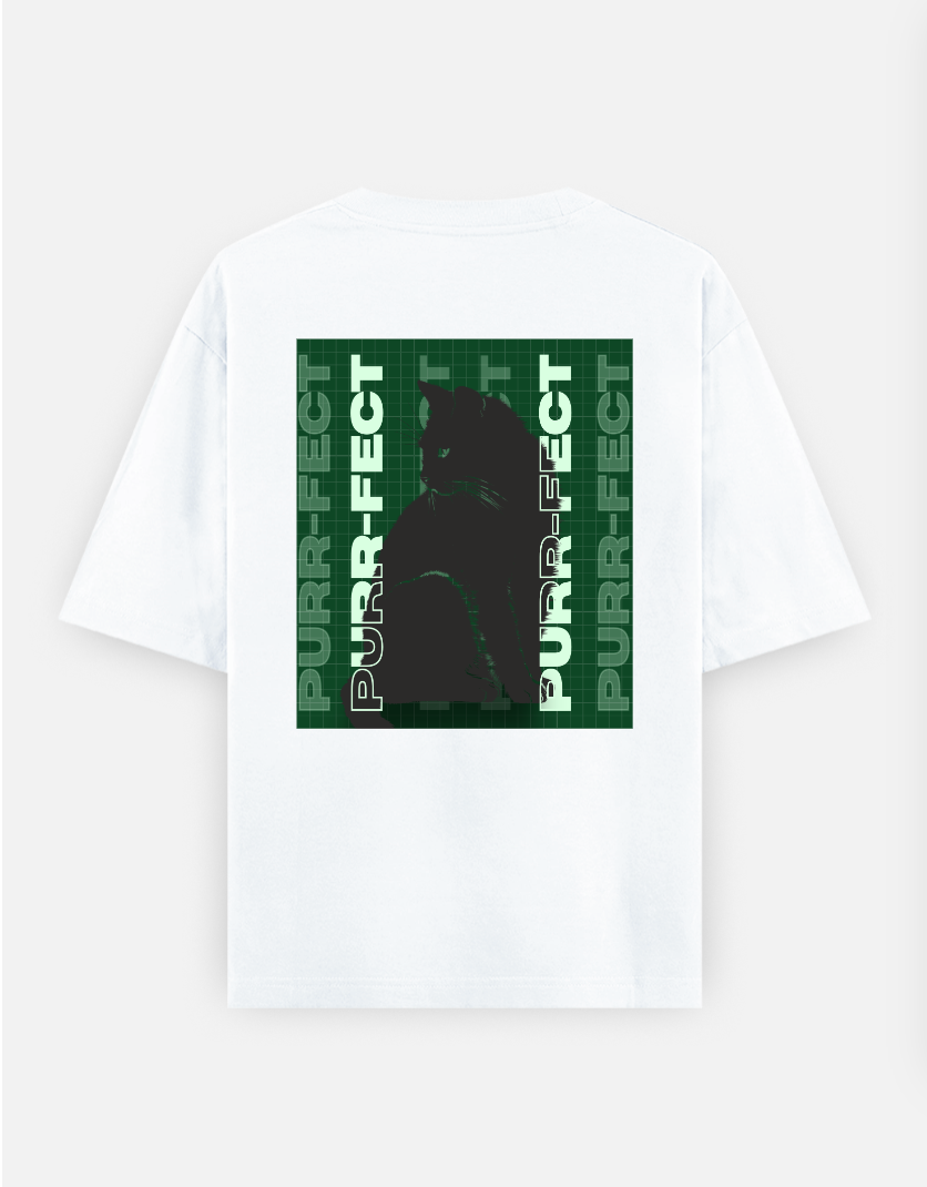Black cat Oversized T-shirt (Back print) by Lisha Priya Sequeira