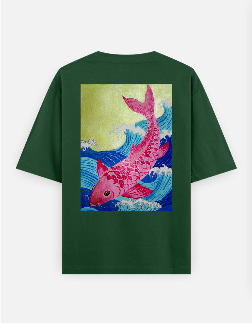 The Koi Oversized T-shirt (Back print) by @ev_raju