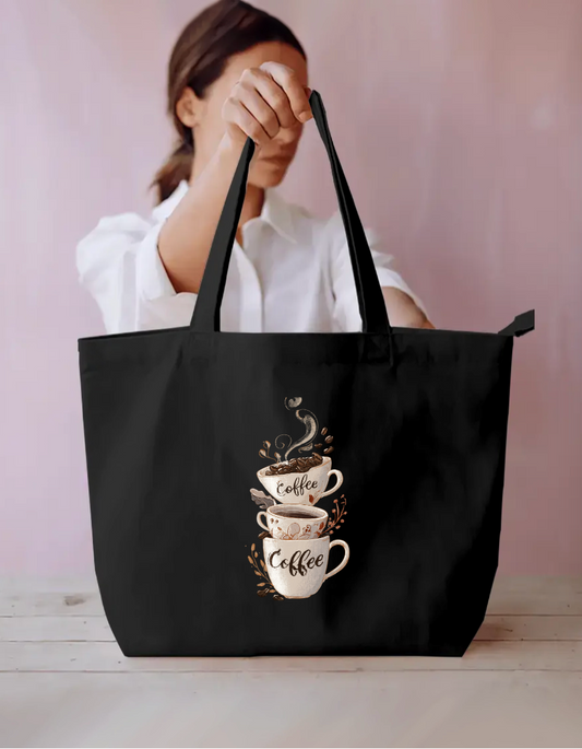 Coffee Art Tote Bag Everyday Large Tote Bag by @rd_digital_store